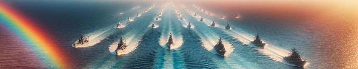 Many battleships on the open sea